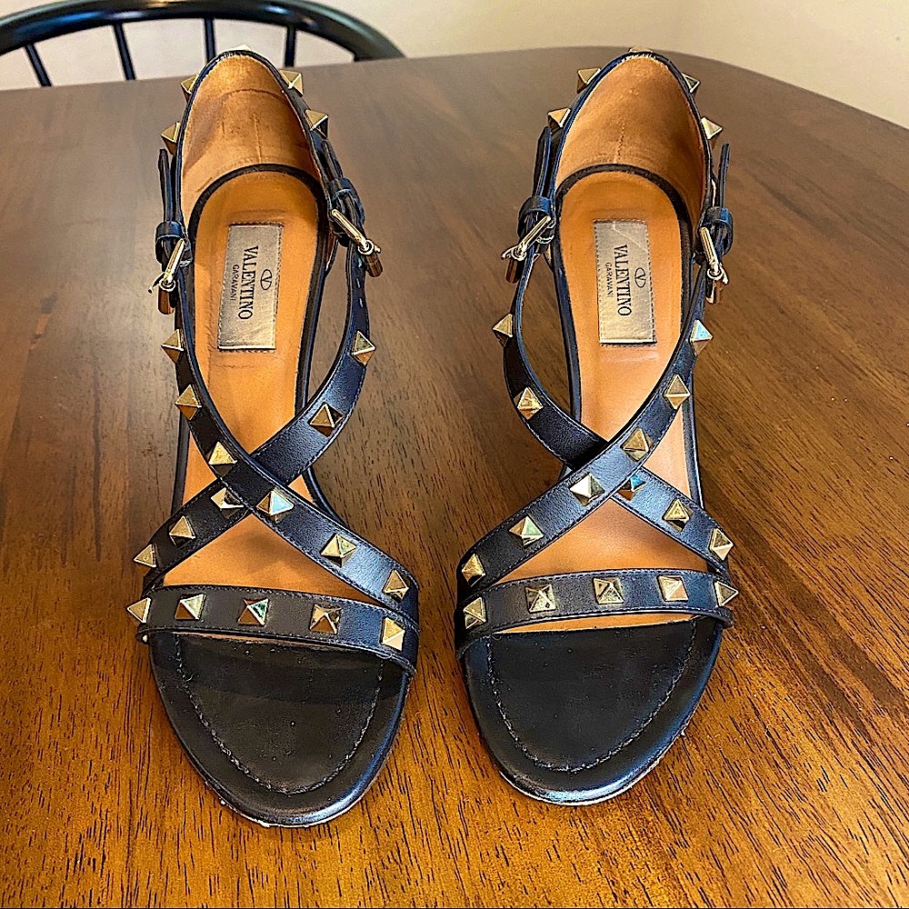 Valentino Stud Open Toe Heels